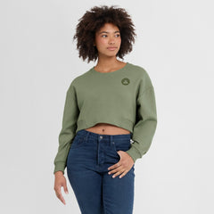 Olive Boston Celtics Women's Studio Tri-Blend Cropped Pullover Sweatshirt | NBA
