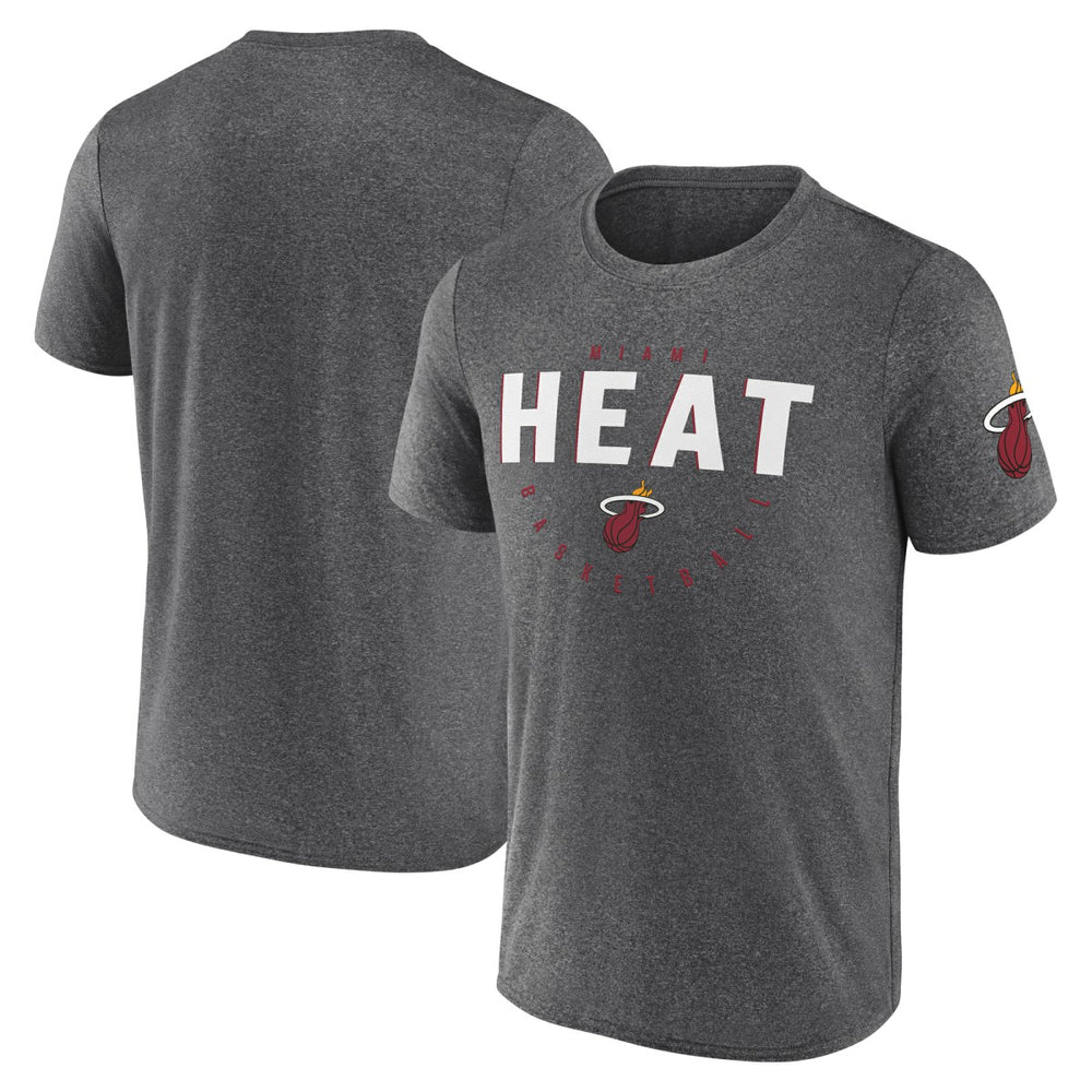 Heather Charcoal Miami Heat Logo Athletic Block Practice Performance T-Shirt | NBA