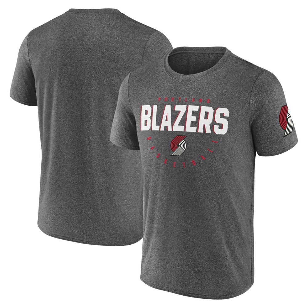 Heather Charcoal Portland Trail Blazers Logo Athletic Block Practice Performance T-Shirt | NBA