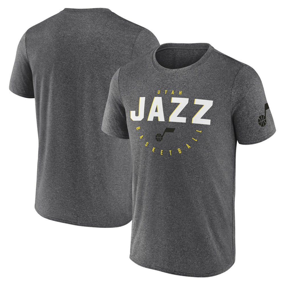 Heather Charcoal Utah Jazz Logo Athletic Block Practice Performance T-Shirt | NBA