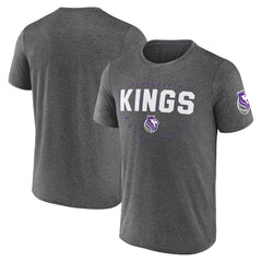 Heather Charcoal Sacramento Kings Logo Athletic Block Practice Performance T-Shirt | NBA