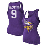 Minnesota Vikings J.J. McCarthy Majestic Threads Women's Name & Number Tri-Blend Scoop Neck Tank Top | NFL US