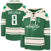 Alexander Ovechkin Washington Capitals '47 St. Patrick's Day Player Name & Number Lacer Pullover Hoodie - NHL Hoodies