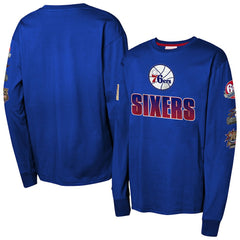 Royal Philadelphia 76ers Youth Hardwood Classics All Over Long Sleeve T-Shirt | NBA