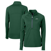 New York Jets Cutter & Buck Women's Primary Logo DryTec Adapt Eco Knit Stretch Recycled Raglan Half-Zip Top | NFL Sale