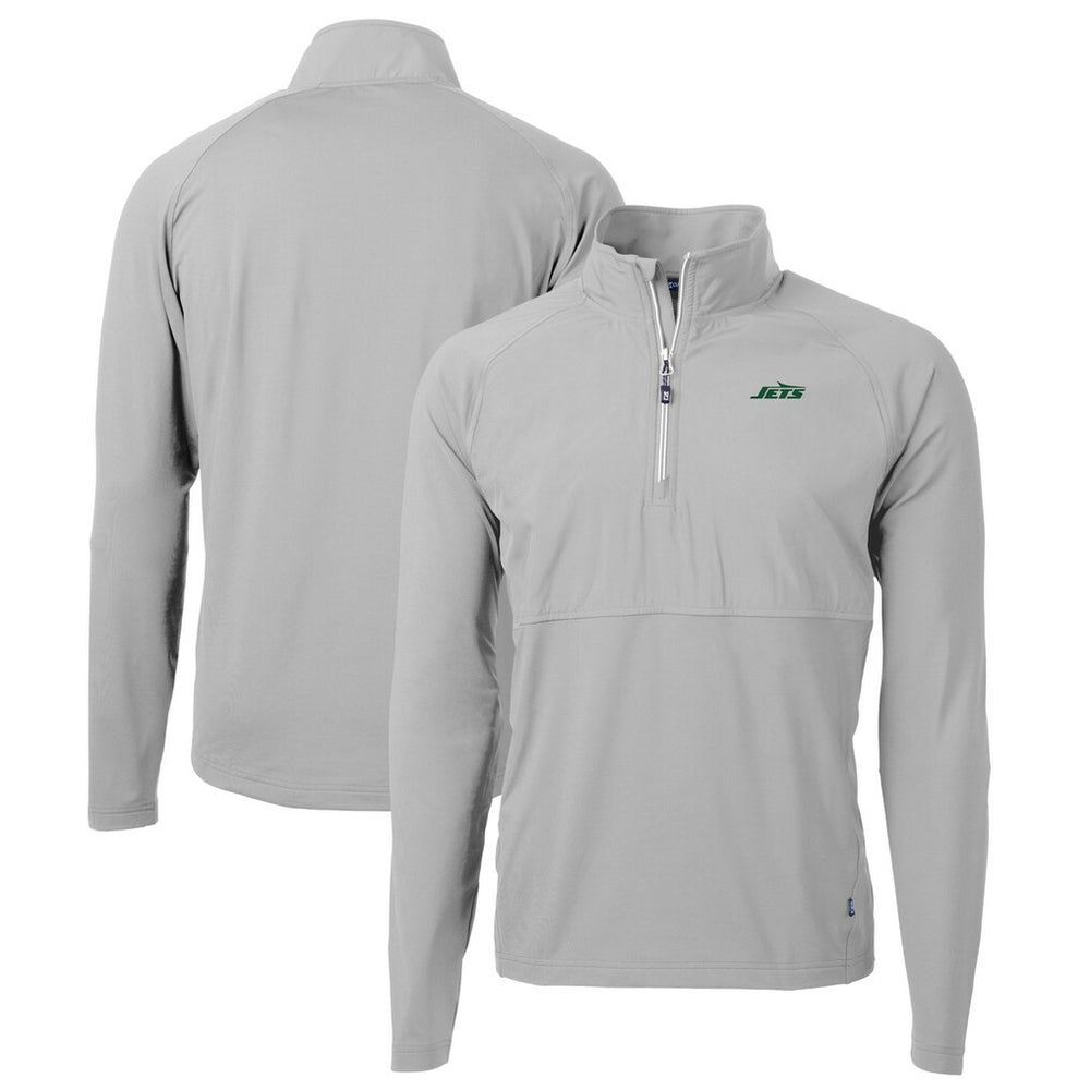 New York Jets Cutter & Buck Primary Logo Adapt Eco Knit Hybrid Recycled Raglan Quarter-Zip Top | NFL New