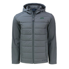New York Jets Cutter & Buck Big & Tall Primary Logo Evoke Hybrid Eco Softshell Recycled Full-Zip Hoodie Jacket | NFL US
