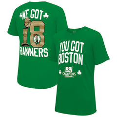 Boston Celtics Stadium Essentials 2024 NBA Finals Champions 18 Banners T-Shirt - Kelly Green discount | NBA