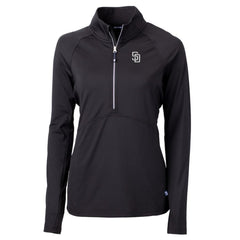 San Diego Padres Cutter & Buck Women's Adapt Eco Knit Stretch Recycled Half-Zip DryTec Top - MLB Tops