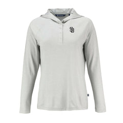 San Diego Padres Cutter & Buck Women's Coastline Epic Comfort Eco Recycled Raglan Long Sleeve Hoodie T-Shirt - MLB Hoodies