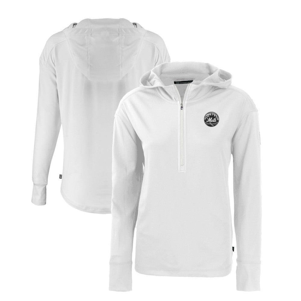 New York Mets Cutter & Buck Women's Daybreak Eco Recycled Half-Zip Hoodie - MLB Hoodies
