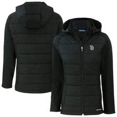 San Diego Padres Cutter & Buck Women's Evoke Hybrid Eco Softshell Recycled Full-Zip Hooded Jacket - MLB Jackets