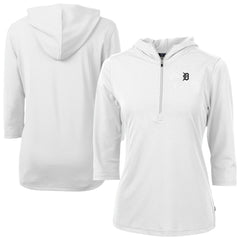 Detroit Tigers Cutter & Buck Women's Virtue Eco Pique Half-Zip 3/4 Sleeve Pullover Hoodie - MLB Hoodies
