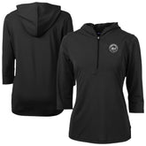 New York Mets Cutter & Buck Women's Virtue Eco Pique Half-Zip 3/4 Sleeve Pullover Hoodie - MLB Hoodies
