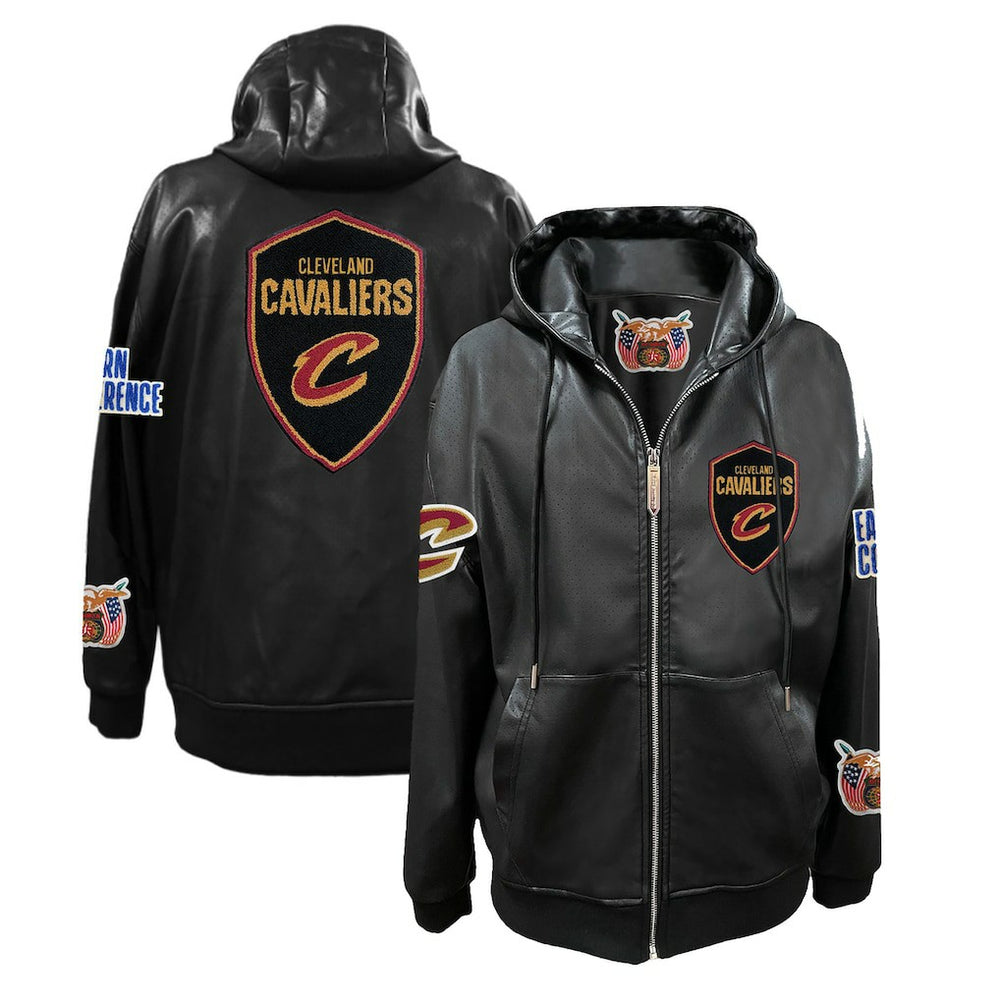 Black Cleveland Cavaliers Jeff Hamilton Vegan Leather Full-Zip Hoodie sale | NBA