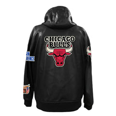 Black Chicago Bulls Jeff Hamilton Vegan Leather Full-Zip Hoodie | NBA