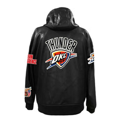 Black Oklahoma City Thunder Jeff Hamilton Vegan Leather Full-Zip Hoodie | NBA