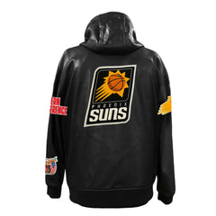 Black Phoenix Suns Jeff Hamilton Vegan Leather Full-Zip Hoodie | NBA