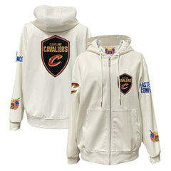 White Cleveland Cavaliers Jeff Hamilton Vegan Leather Full-Zip Hoodie sale | NBA