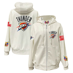 White Oklahoma City Thunder Jeff Hamilton Vegan Leather Full-Zip Hoodie | NBA