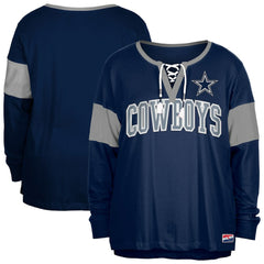 Dallas Cowboys Women's Plus Size Lace-Up Notch Neck Long Sleeve T-Shirt | NFL On sale