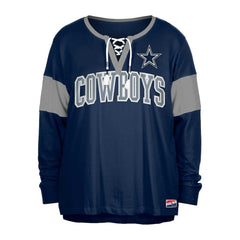 Dallas Cowboys Women's Plus Size Lace-Up Notch Neck Long Sleeve T-Shirt | NFL On sale