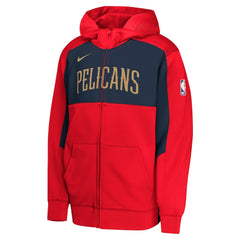 Red/Navy New Orleans Pelicans Youth Authentic On-Court Showtime Performance Full-Zip Hoodie | NBA