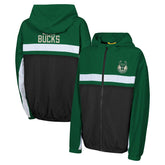 Hunter Green Milwaukee Bucks Youth Headliner Windbreaker Full-Zip Hoodie Jacket | NBA