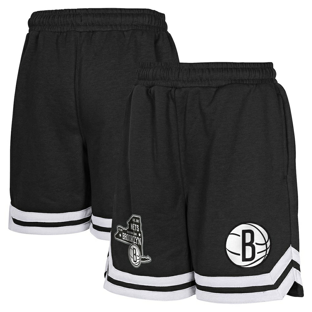 Black Brooklyn Nets Youth Teardrop Fleece Shorts | NBA