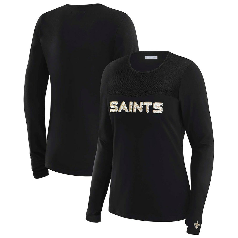 New Orleans Saints WEAR by Erin Andrews x Gracie Hunt Women's Mesh Panel Long Sleeve T-Shirt | NFL Online