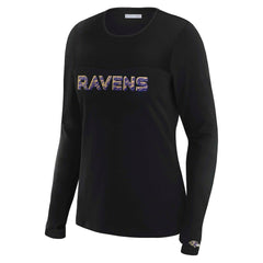 Baltimore Ravens WEAR by Erin Andrews x Gracie Hunt Women's Mesh Panel Long Sleeve T-Shirt | NFL Online