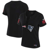 New England Patriots WEAR by Erin Andrews x Gracie Hunt Women's Draft Me Lace-Up T-Shirt | NFL Online