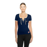 Atlanta Braves New Era Women's Throwback Lace Up T-Shirt - MLB T-shirts