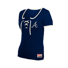 Atlanta Braves New Era Women's Throwback Lace Up T-Shirt - MLB T-shirts