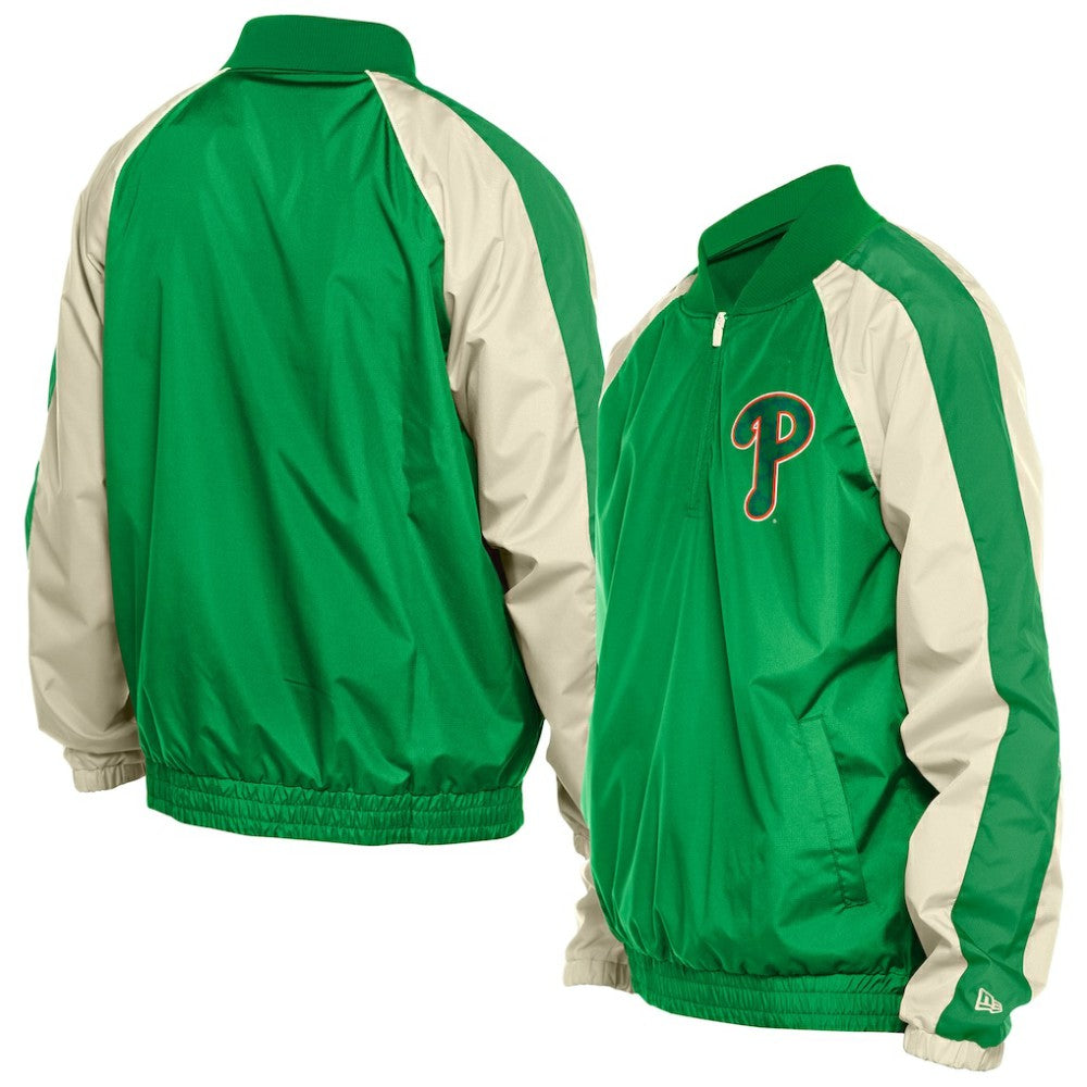 Philadelphia Phillies New Era St. Patrick's Day Ripstop Raglan Quarter-Zip Windbreaker - MLB Tops