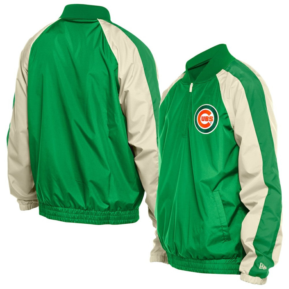 Chicago Cubs New Era St. Patrick's Day Ripstop Raglan Quarter-Zip Windbreaker - MLB Tops