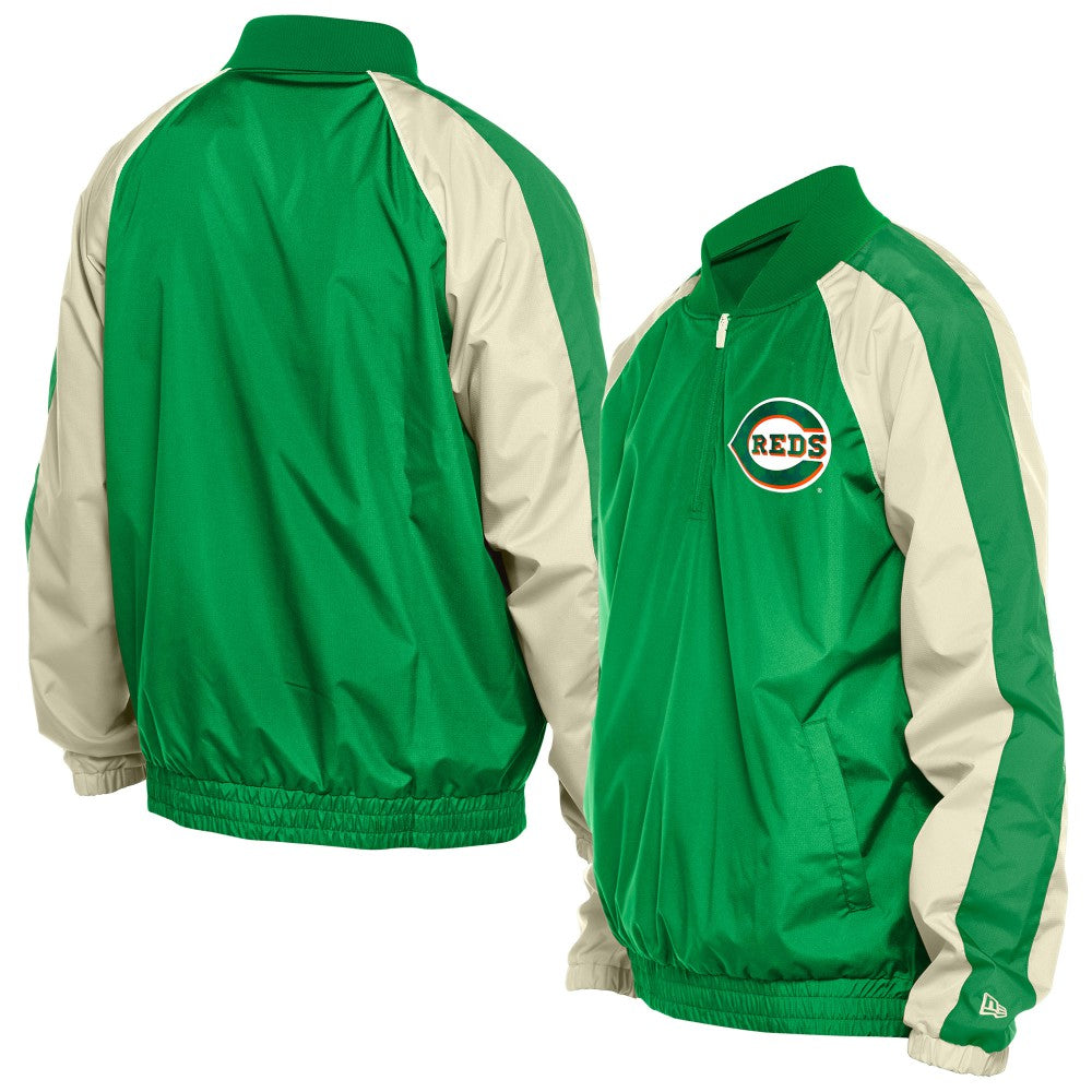 Cincinnati Reds New Era St. Patrick's Day Ripstop Raglan Quarter-Zip Windbreaker - MLB Tops