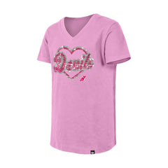 New Jersey Devils New Era Girl's Youth Flip Sequin V-Neck T-Shirt - NHL T-shirts