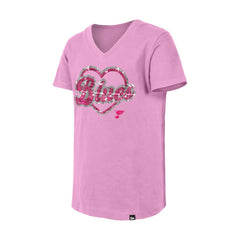 St. Louis Blues New Era Girl's Youth Flip Sequin V-Neck T-Shirt - NHL T-shirts