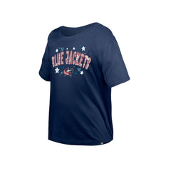 Columbus Blue Jackets New Era Girl's Youth Flip Sequin T-Shirt - NHL T-shirts