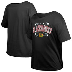 Chicago Blackhawks New Era Girl's Youth Flip Sequin T-Shirt - NHL T-shirts