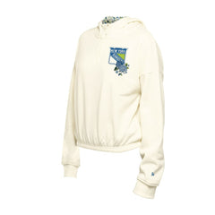New York Rangers New Era Women's Glam Game Quarter-Zip Cropped Floral Hoodie Pullover - NHL Hoodies