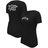Black Brooklyn Nets Stadium Essentials Women's Origins Script T-Shirt | NBA