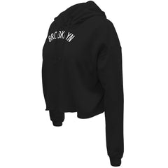 Black Brooklyn Nets Stadium Essentials Women's Origins Script Cropped Pullover Hoodie | NBA