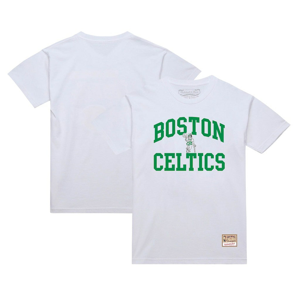 White Boston Celtics Hardwood Classics Vintage Warm Up T-Shirt | NBA