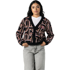 San Francisco 49ers The Wild Collective Women's Cropped Full-Button Cardigan Sweater | NFL Outlet