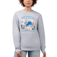 Detroit Lions G-III 4Her by Carl Banks Women's Flower Logo Graphic Fleece Pullover Sweatshirt | NFL Outlet