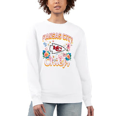 Kansas City Chiefs G-III 4Her by Carl Banks Women's Flower Logo Graphic Fleece Pullover Sweatshirt | NFL Discount