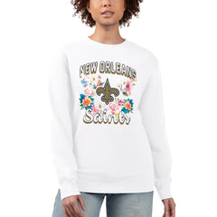 New Orleans Saints G-III 4Her by Carl Banks Women's Flower Logo Graphic Fleece Pullover Sweatshirt | NFL Discount