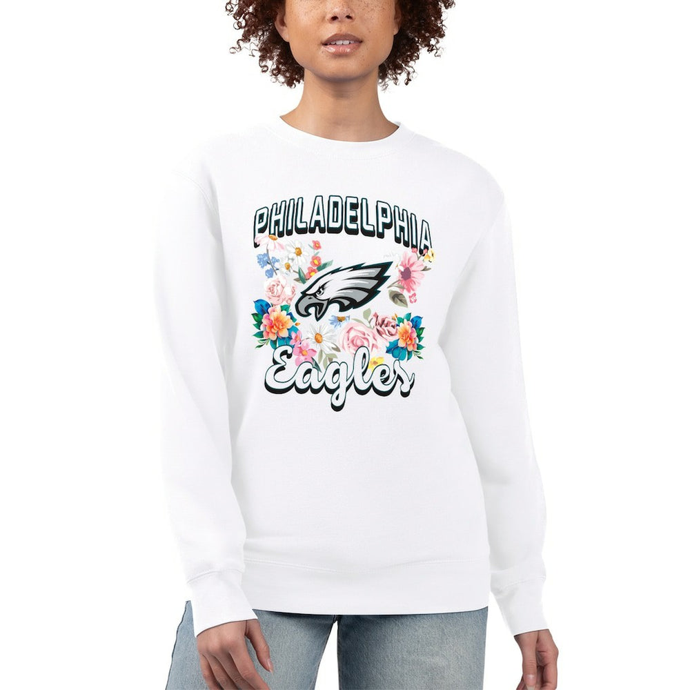 Philadelphia Eagles G-III 4Her by Carl Banks Women's Flower Logo Graphic Fleece Pullover Sweatshirt | NFL Hot